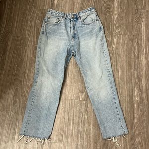 Zara light wash straight cropped jean
